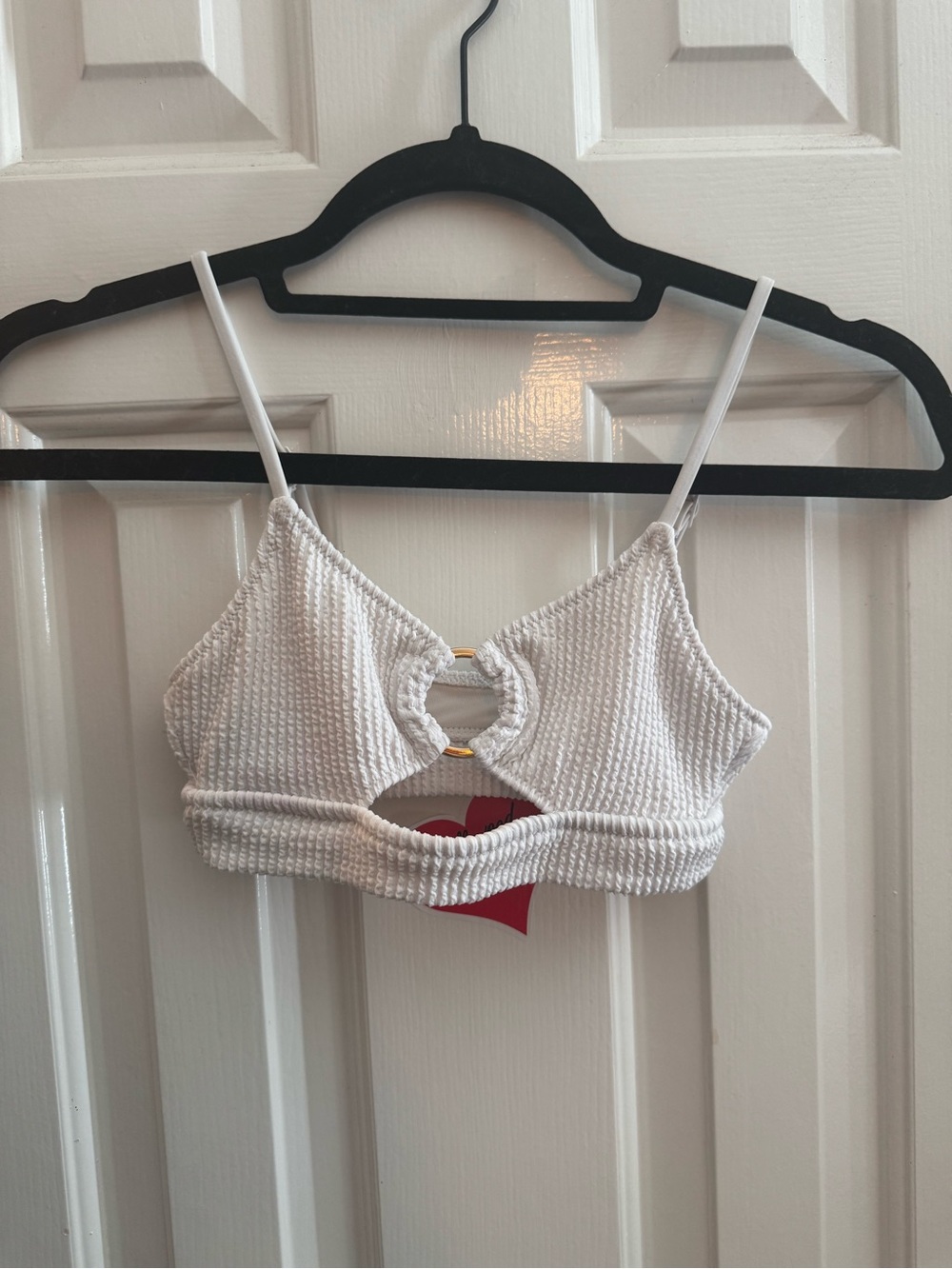 aerie Ribbed White Bikini Top 2XS
